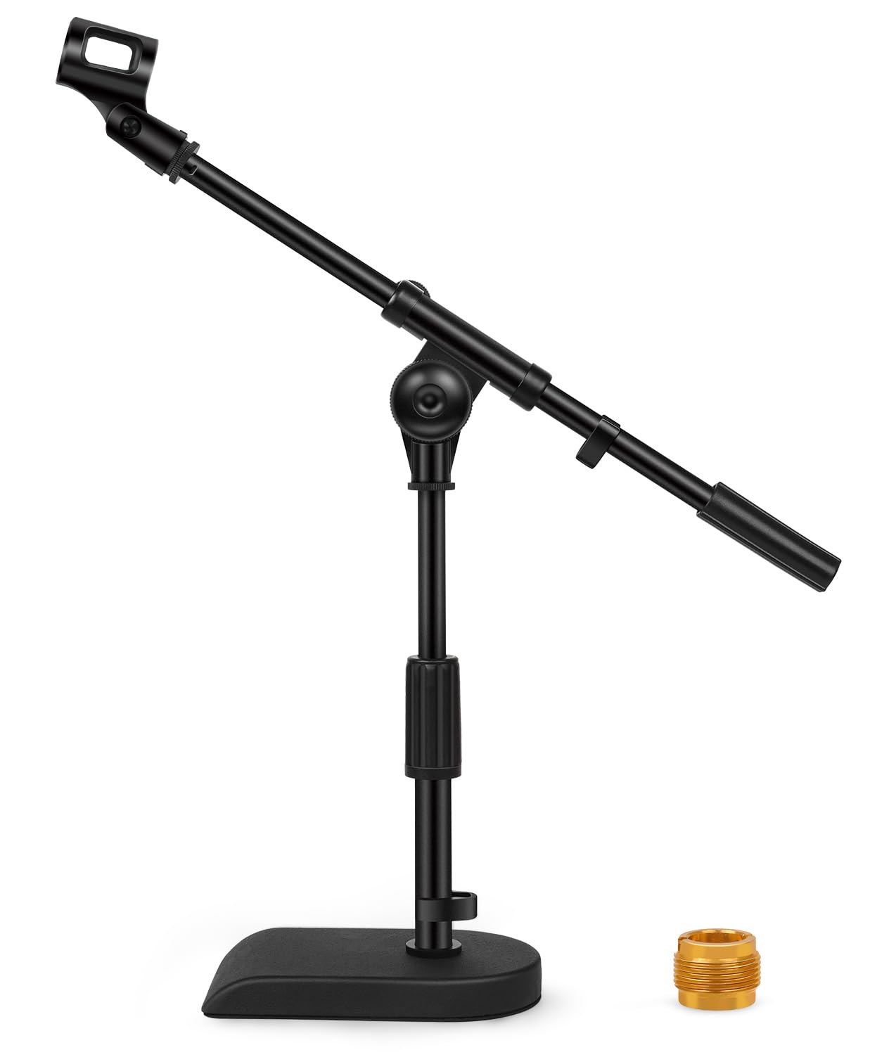 InnoGear Adjustable Desk Microphone Stand, Weighted Base with Soft Grip Twist Clutch, Boom Arm, 3/8/ and 5/8/ Threaded Mount
