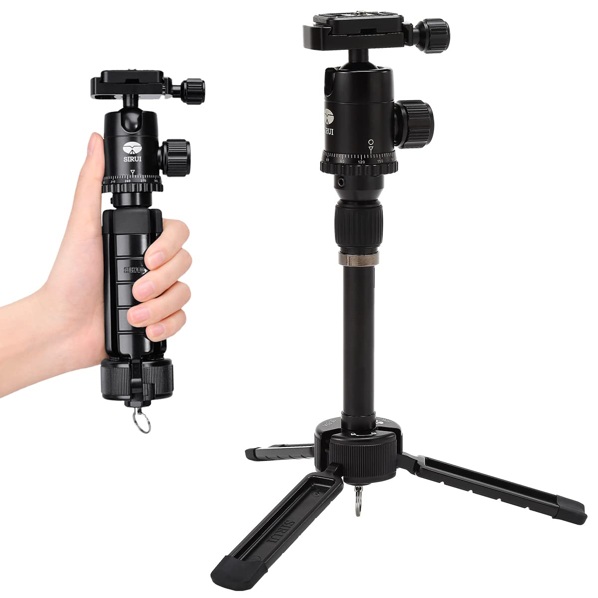 Sirui Table Top Tripod, 13.5 Inch Mini Desktop Tripod With 360� Ball Head, Portable Handhold Aluminum Tripod For Dslr Camera, Video Camcorder, Max Load 4Kg/8.8Lbs (Am 35K)
