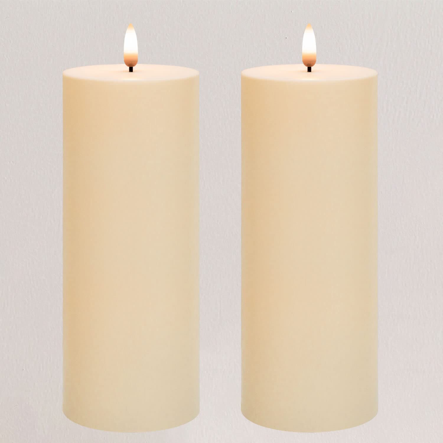 Angelloong Waterproof Flickering Flameless Candles For Outdoor, Battery Operated Candles With Timer, Set Of 2 Large Electric Led