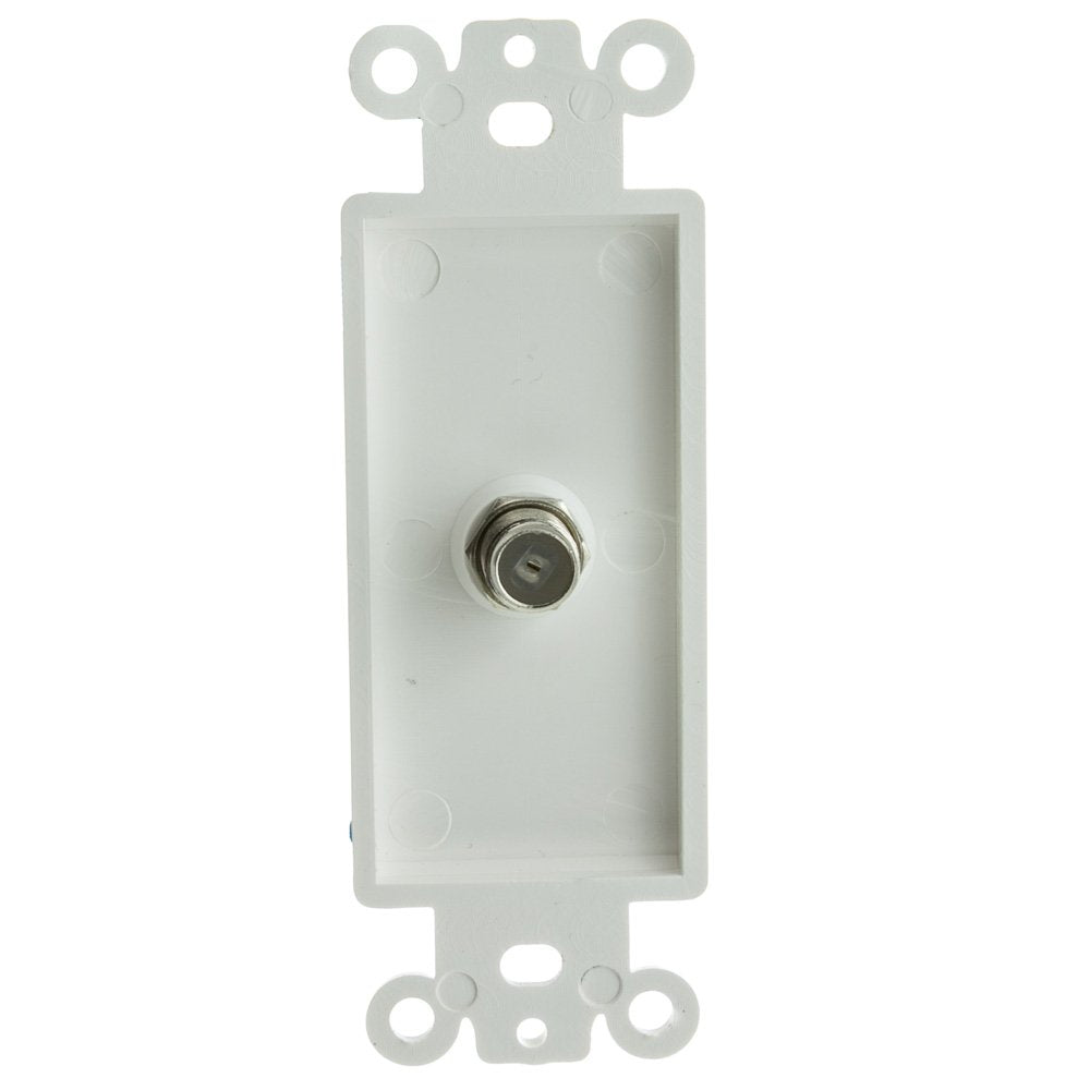 Decora Wall Plate Insert, White, F Pin Coaxial Coupler, F Pin Female