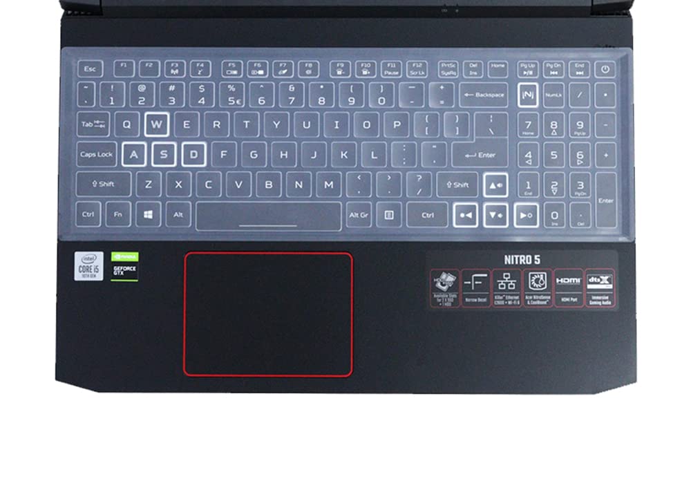 Silicone Keyboard Skin Compatible With Acer Nitro 5 An515 43/44/45/54/55 15.6'', An517 54/53/51/52 Np515 51 Nitro 7 An715 51/52