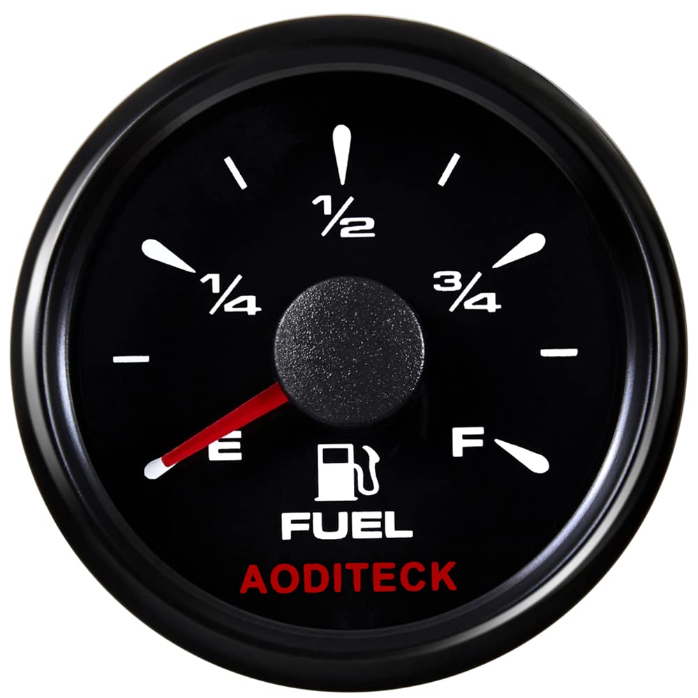 AODITECK Marine Fuel Level Gauge for Boat Gas Tank Car Truck Vehicles RV Oil Universal Automotive Replacement Gauge Aftermarket 