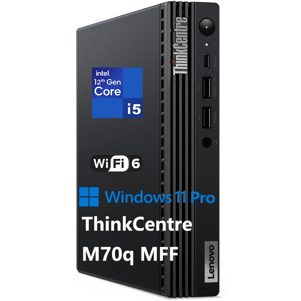 Lenovo ThinkCentre M70q Tiny 1L Business Desktop Computer, 12th Gen Intel Hexa-Core i5-12500T (Beat i7-11700T), 16GB DDR4 RAM, 1