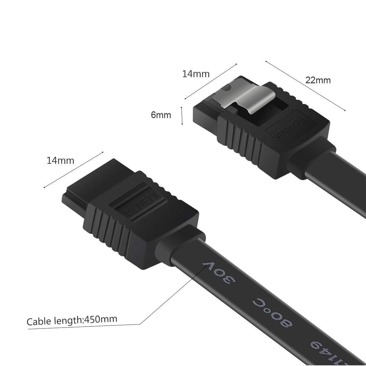 Benfei Sata Cable Iii, Sata Cable Iii 6Gbps Straight Hdd Sdd Data Cable With Locking Latch 18 Inch Compatible For Sata Hdd, Ssd,