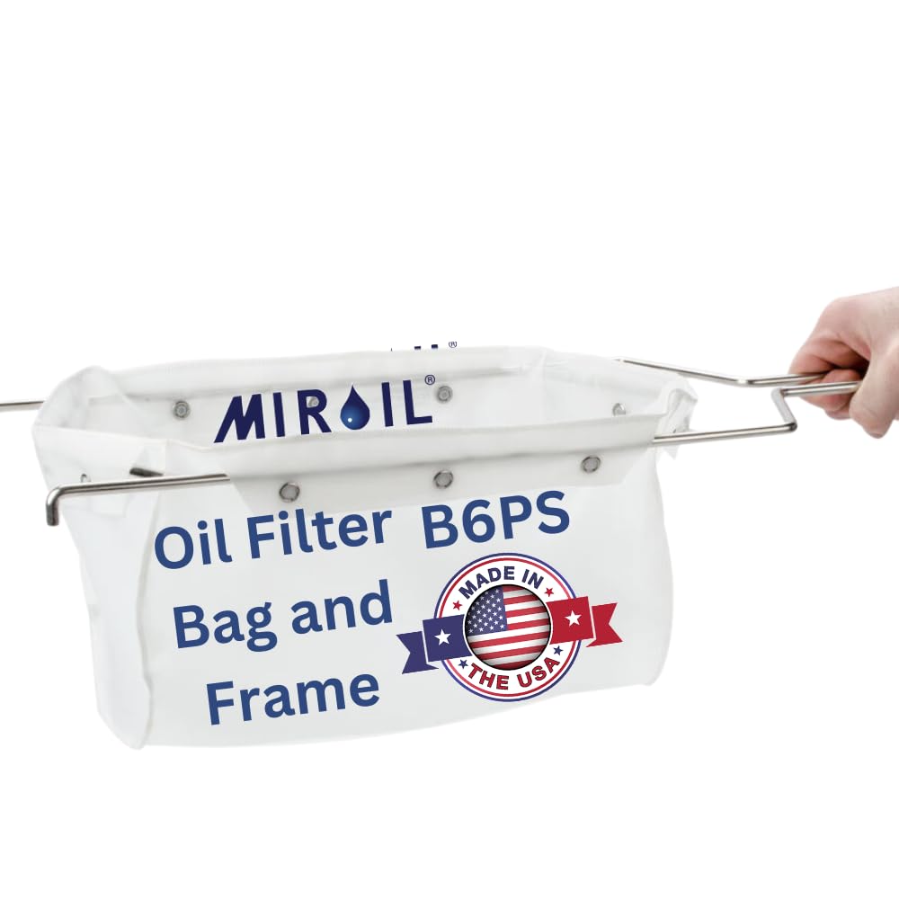 MirOil B6PS Fryer Filter Bag & Frame Combo, Extends Grease Life, Handles Hot & Cold Cooking Oil & Filters Up to 70 Lb. Polishing