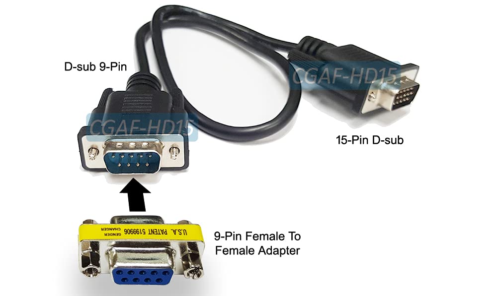 D Sub 9 Pin Rgb Female To Hd15 Vga Male Adapter Cable   18'' Long