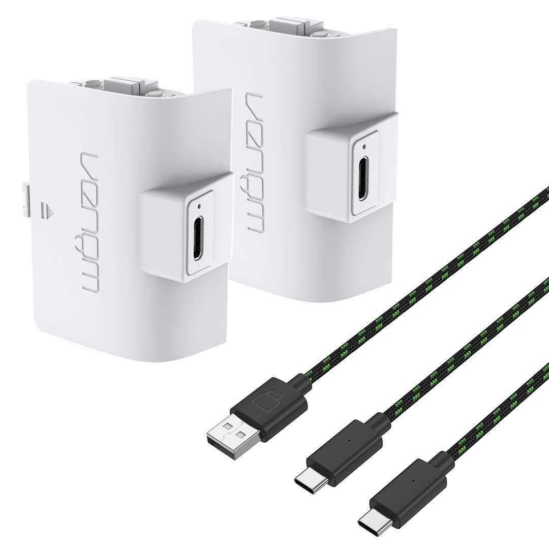 Venom Twin High Capacity Rechargeable Battery Pack Black For Xbox Series X/S & One   White