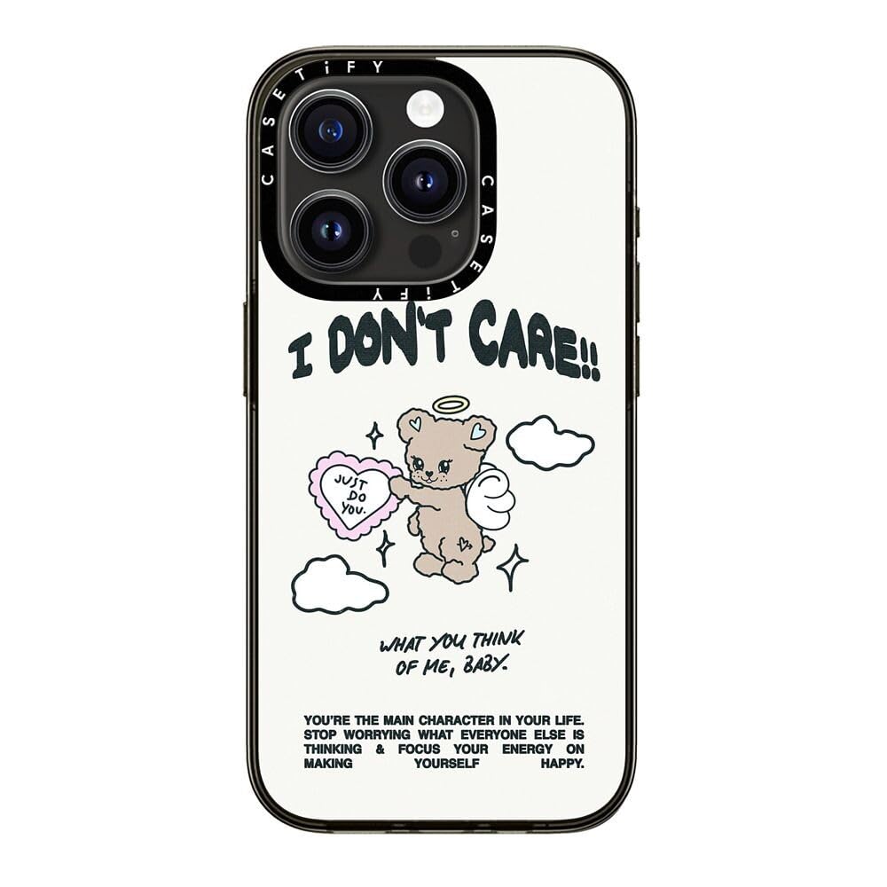 Casetify Compact Iphone 15 Pro Case [2X Military Grade Drop Tested / 4Ft Drop Protection]   Angel Bear   Clear Black