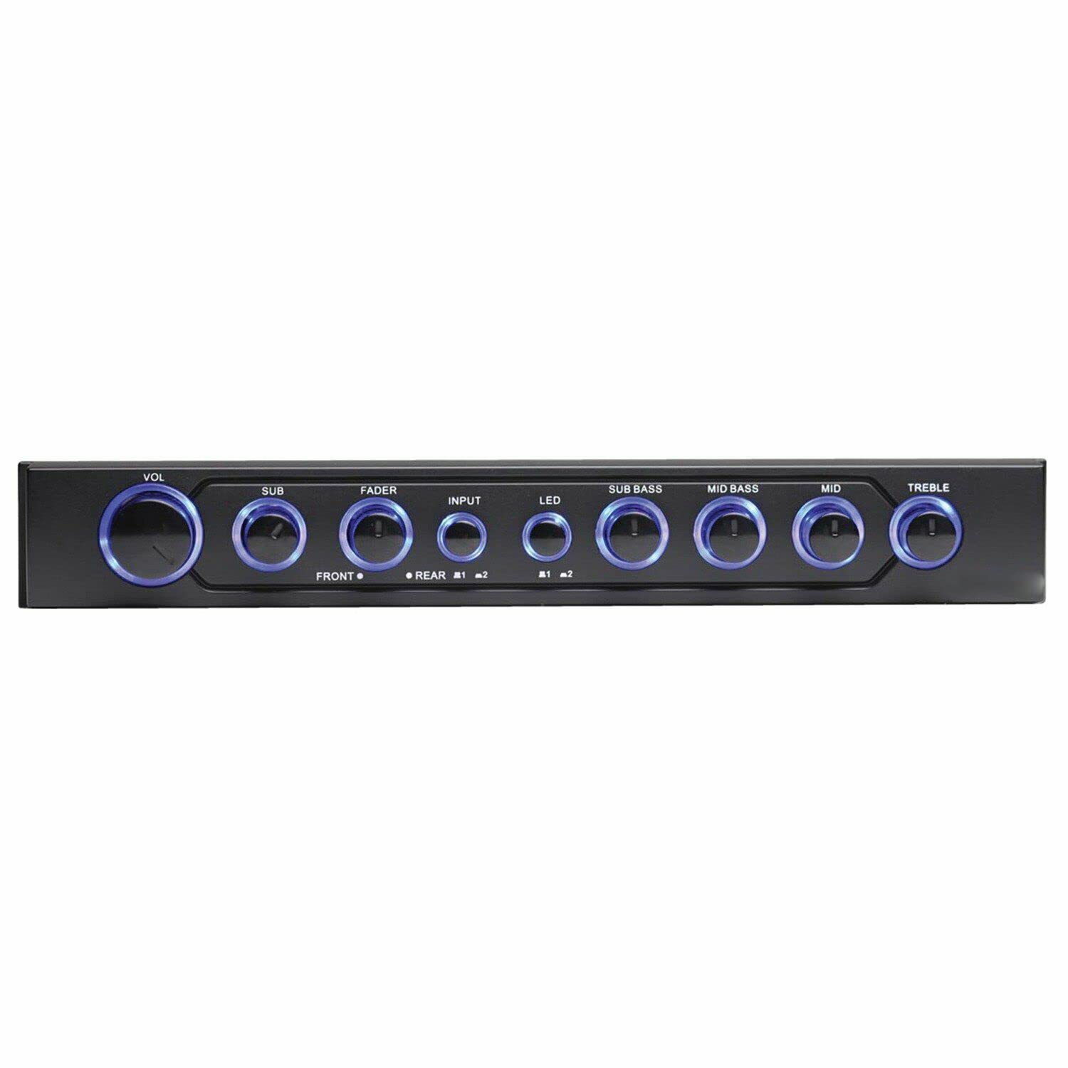 Autotek Ateq709 4 Band Audio Equalizer With Built In 2 Way Crossover, 9 Volts, 1/2 Din, Re Amp Eq With Front/Rear Active Crossov