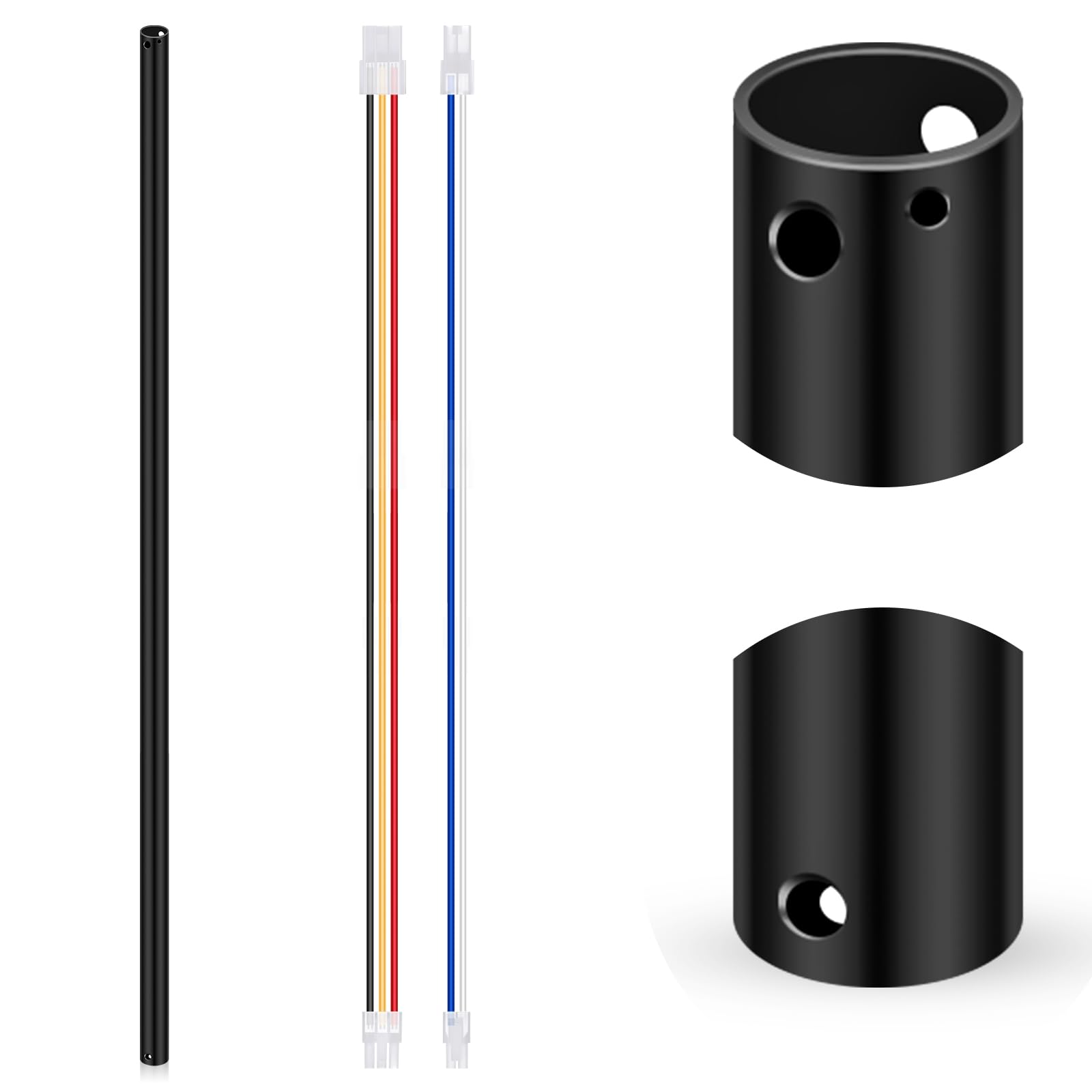 VIHOSE 72 Inch Ceiling Fan Downrod with Extension Cord 6 ft Black Downrod for Ceiling Fan 1 Inch Outside Diameter Not Threaded S