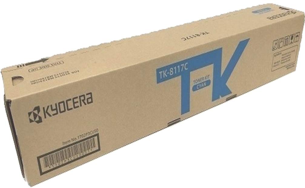 Kyocera 1T02P3CUS0 Model TK-8117C Cyan Toner Kit For use with Kyocera ECOSYS M8124cidn and M8130cidn Color Multifunctional Print