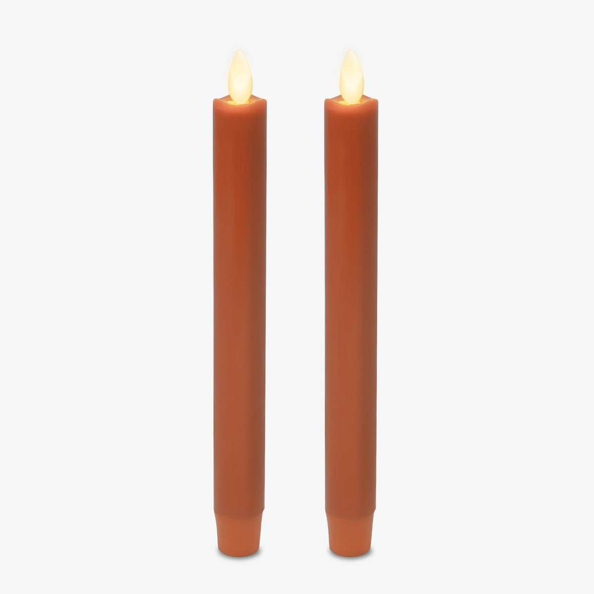 Luminara Set Of 2 Moving Flame Led Taper (1X9.75), Flameless Candle, Melted Edge, Smooth Wax, Unscented (Harvest Pumpkin)