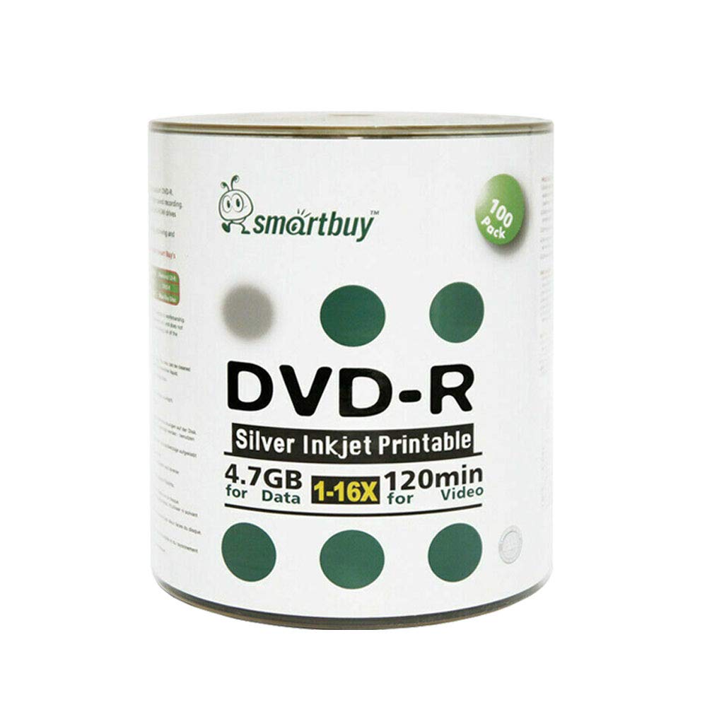 Smart Buy 300 Pack Dvd R 4.7Gb 16X Silver Printable Inkjet Blank Record Disc, 300 Disc 300Pk