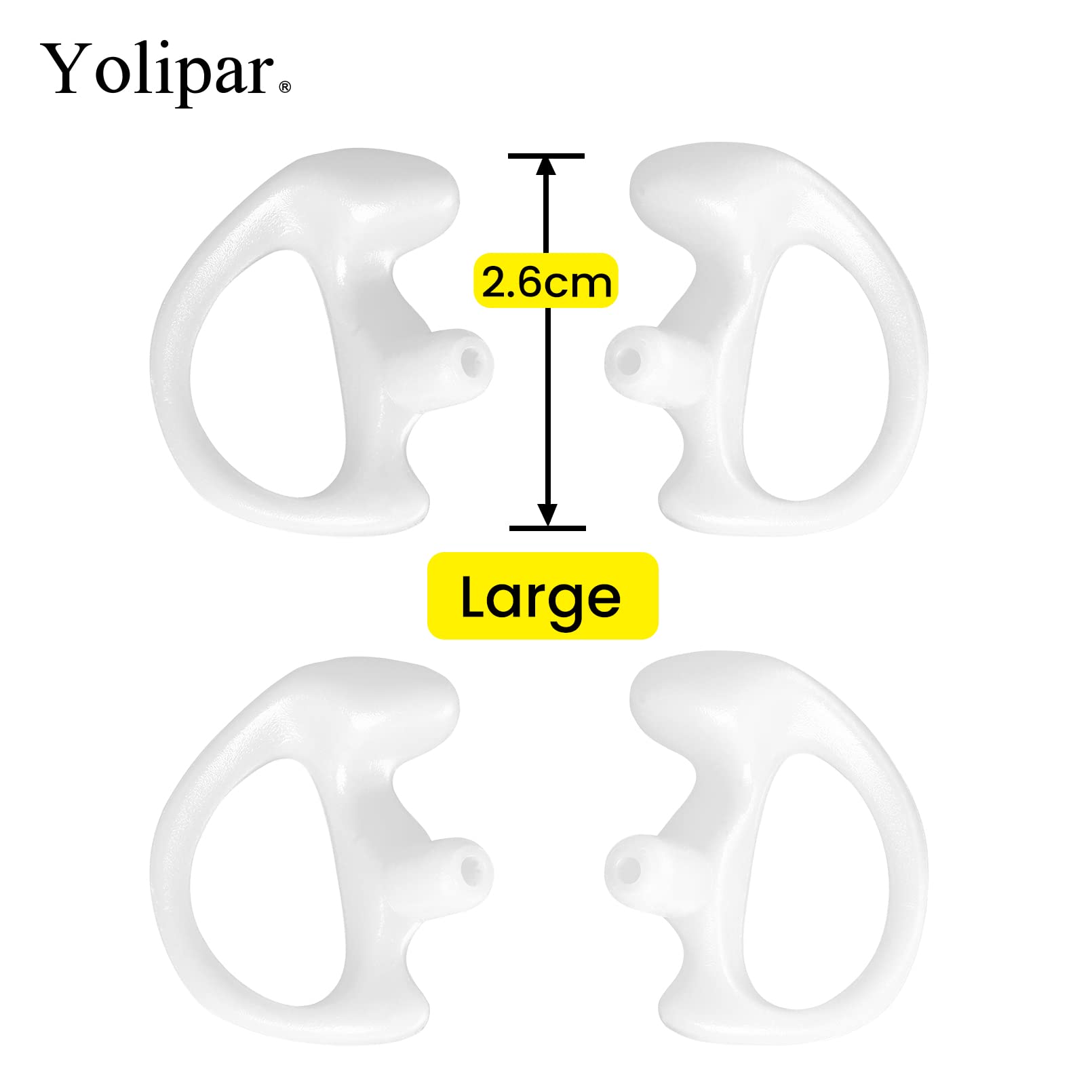 Yolipar Replacement Soft Silicone Eardud Earmold For Walkie Talkie Audio Kit Air Acoustic Tube Earpiece Headset (White, Large(2