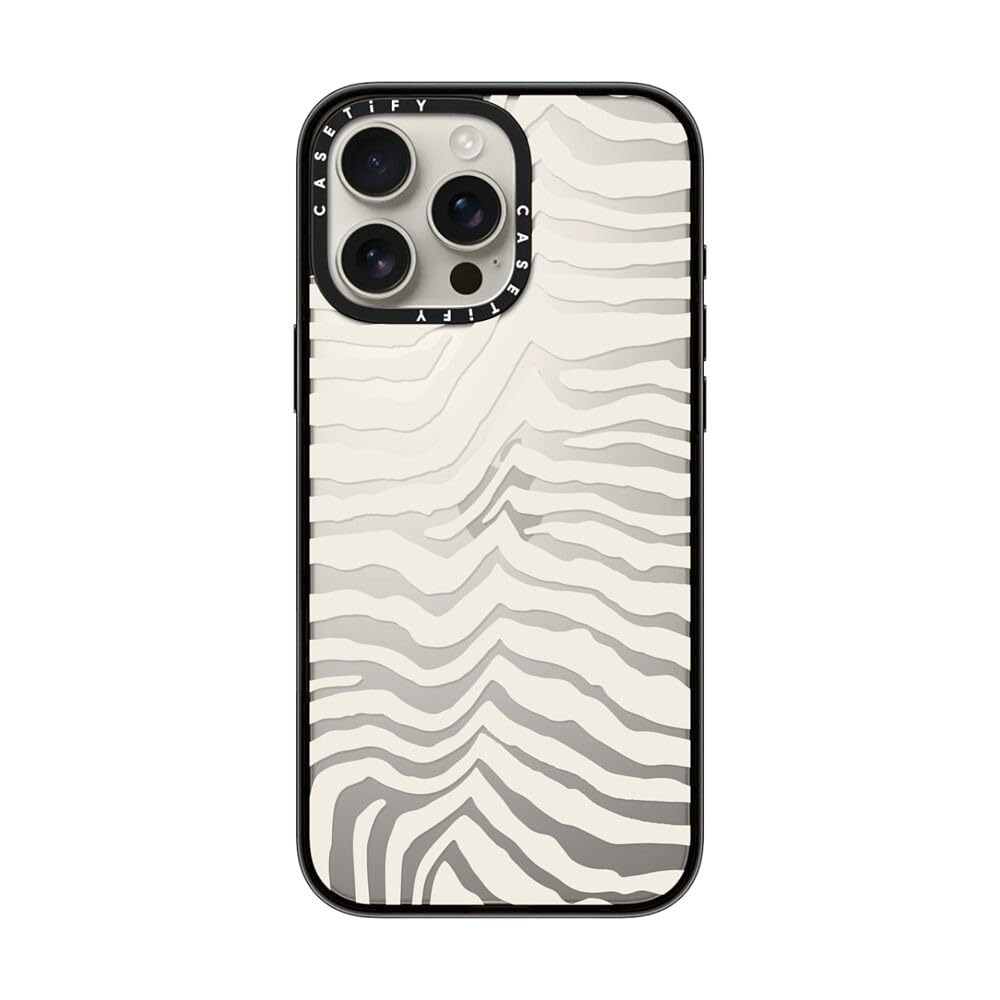 Casetify Compact Case For Iphone 16 Pro Max [Lightweight / 4 Ft. 2X Military Grade Drop Protection/Slim]   Zebra Stripe   Clear