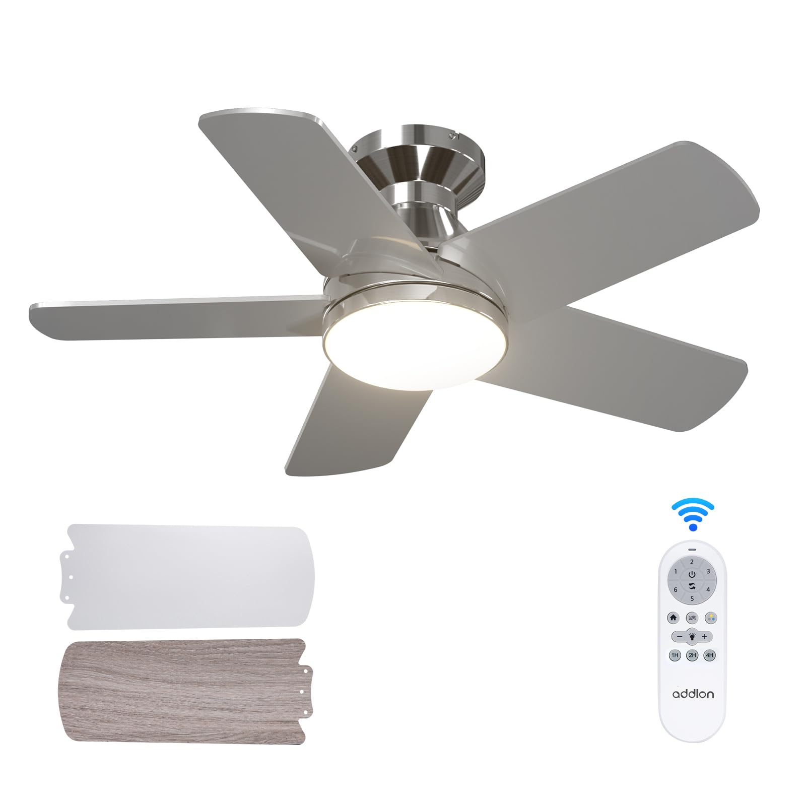 Addlon Ceiling Fans With Lights, 32 Inch Low Profile Ceiling Fan With Light And Remote Control, Flush Mount, Reversible, 3Cct, D