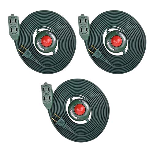 3 Outlet Extension Cord With Hand/Foot Switch And Light Indicator With Safety Twist Lock, 16/2, 8 Feet Green, Ul Listed (3 Pack)