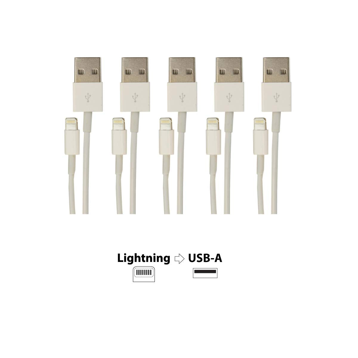 VisionTek Lightning to USB Charge & Sync Cable 900759 White 1 Meter 5 Pack