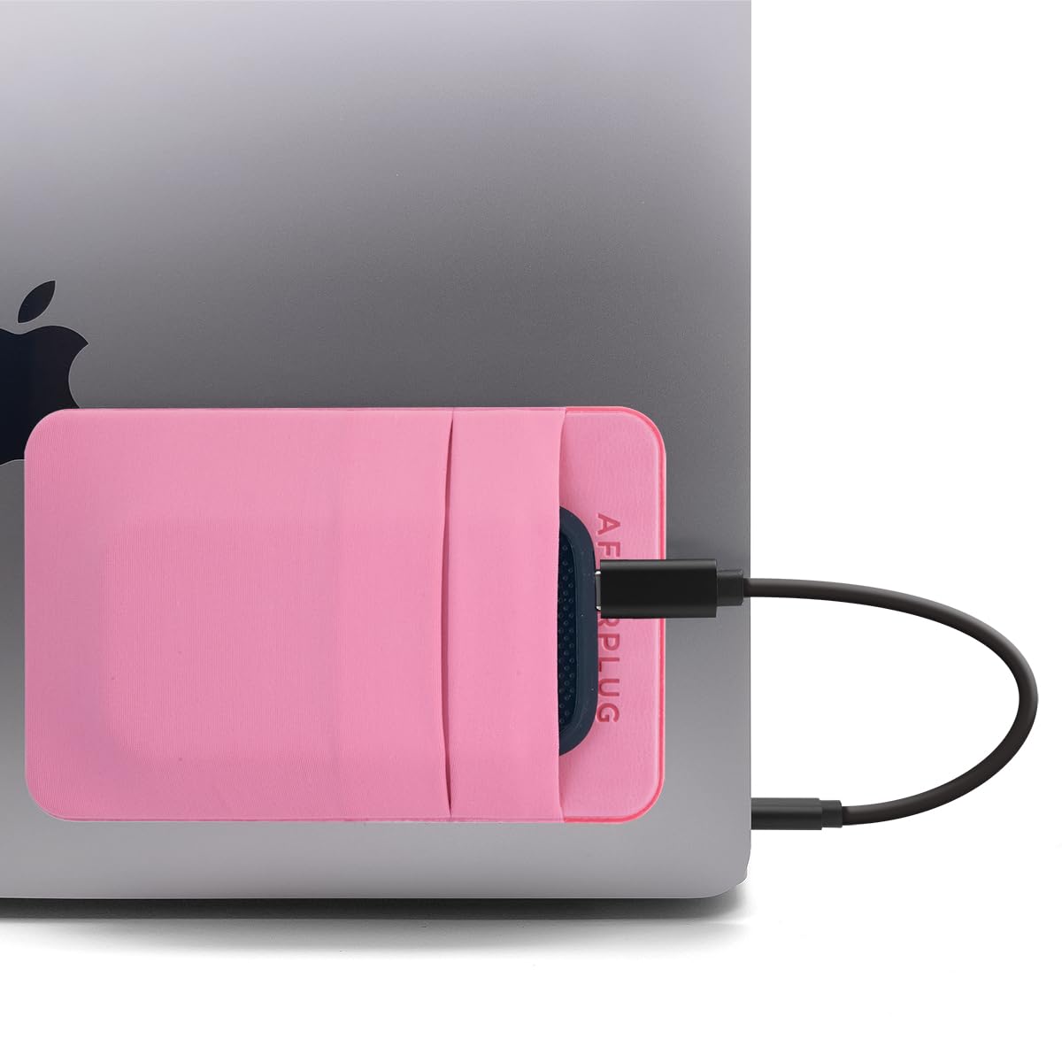 Afterplug 2 Pocket Adhesive Pouch For Laptop, Compatible With External Portable Ssd, Magic Mouse, Usb Cable And More   Rose Pink