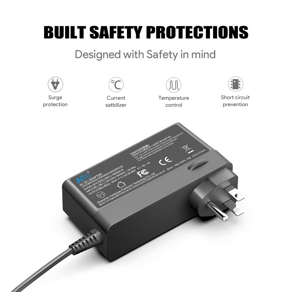 KFD 19V AC DC Adapter Compatible with Samsung Soundbars & SJ55W Monitor - Black Power Supply Charger Cord A5919-RDY