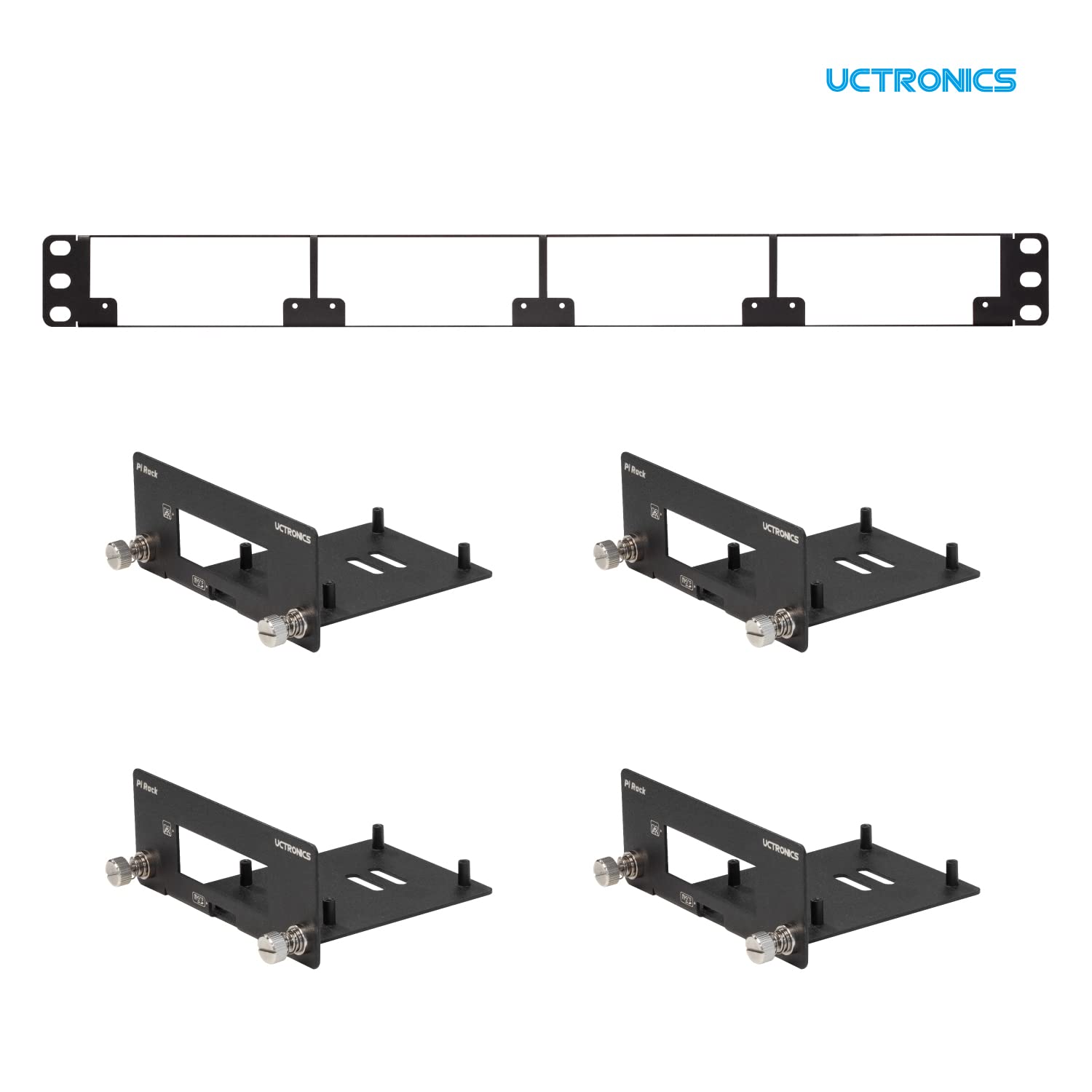 Uctronics Front Removable 1U Rack Mount For Raspberry Pi, With 4 Mounting Brackets For Raspberry Pi 5, 4B, 3B+/3B, And Other B M