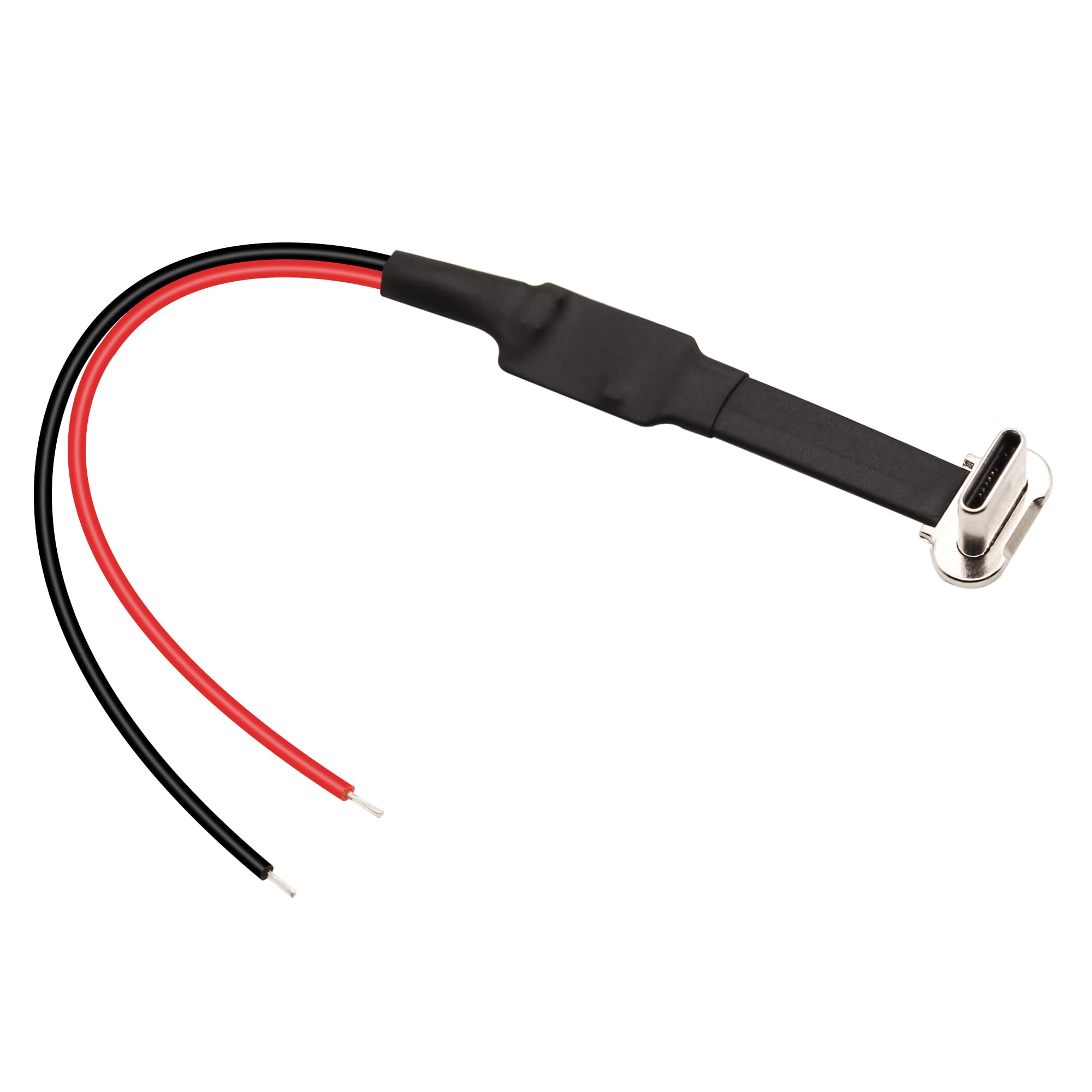 Xilaghy Right Angle USB C FPC Flat Power Pigtail Cable 5.5in 90 Degree USB Type C Male Plug to 2 Pin Bare Wire Open End Power Pi