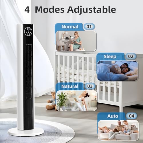 Antarctic Star Tower Fan Portable Floor Fans 85Oscillating Fan Quiet Cooling 12H Timer Remote Control Standing Bladeless Electri