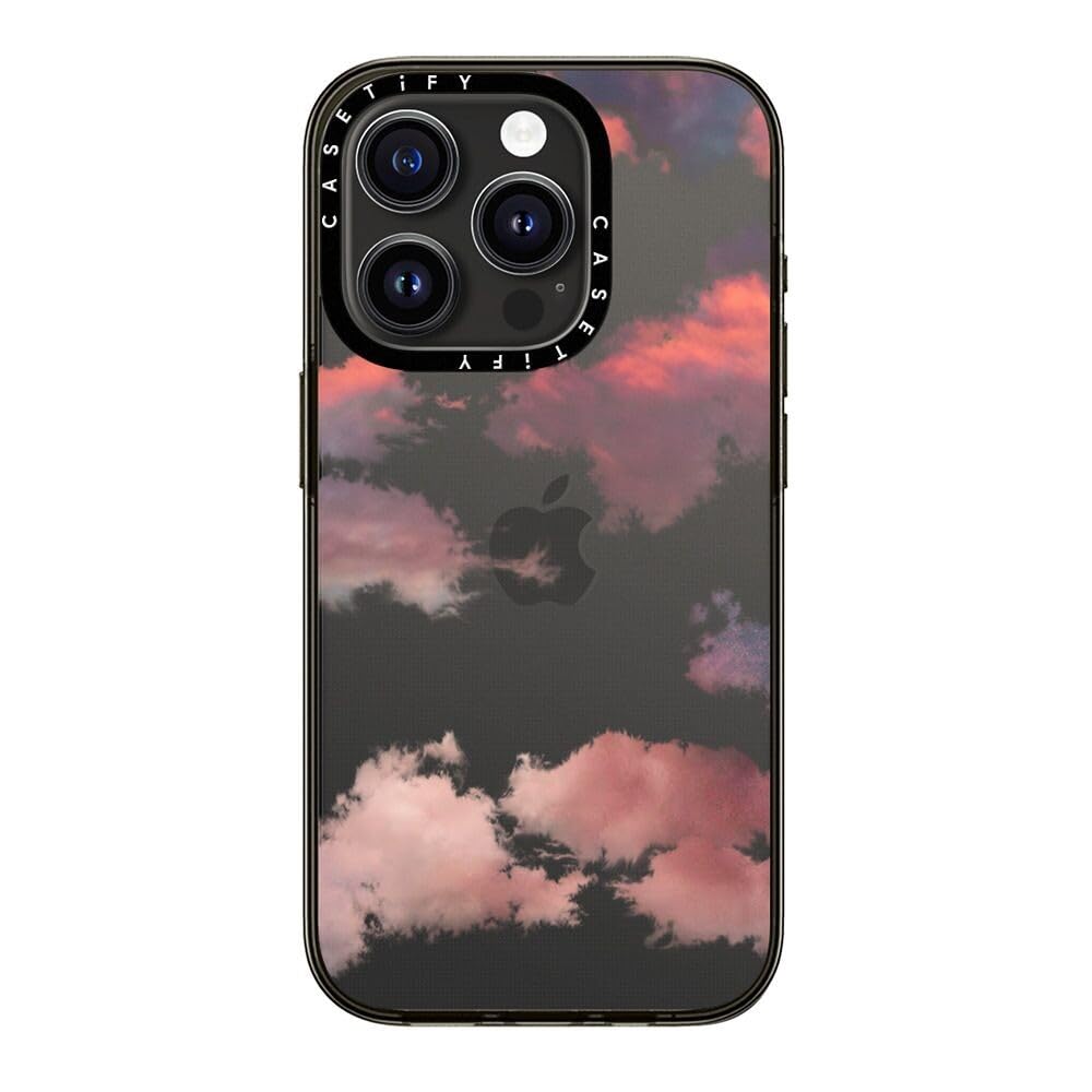 Casetify Compact Iphone 15 Pro Case [2X Military Grade Drop Tested / 4Ft Drop Protection]   Clouds (Red)   Clear Black