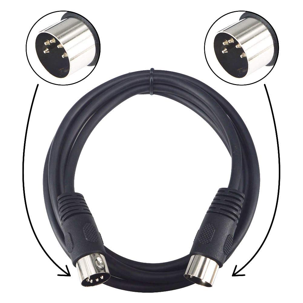 Yotenko 5 Pin Midi Splitter Cable Black With Keyed 5 Pin Din Connector Molded Connector Shells Himi Cable  4.92 Feet /1.5 Meters