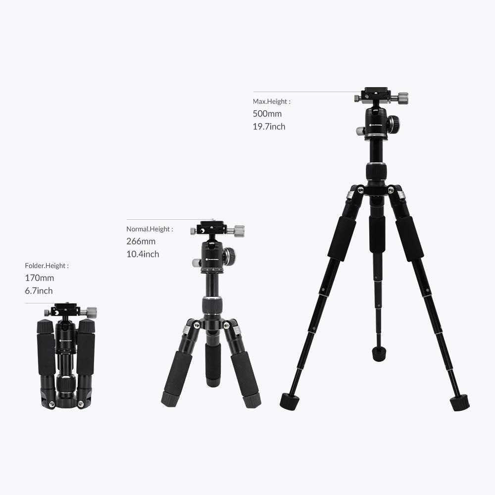 Tripod 50V (Pan Bar, Smartphone Holder Included) | 20'' Light Weight Heavy Duty Aluminum Alloy Portable Tripod | Orangemonkie