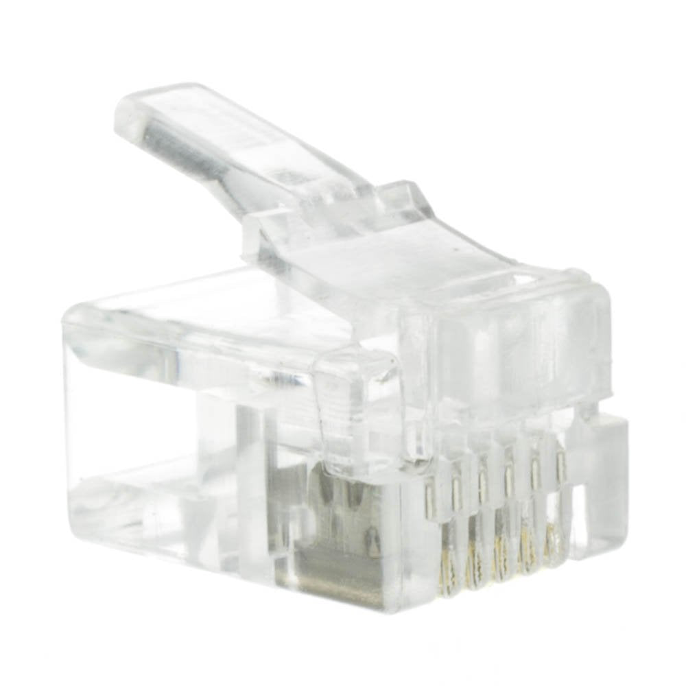 Phone/Data Rj12 Crimp Connectors For Flat Cable, 6P6C, 50 Pieces