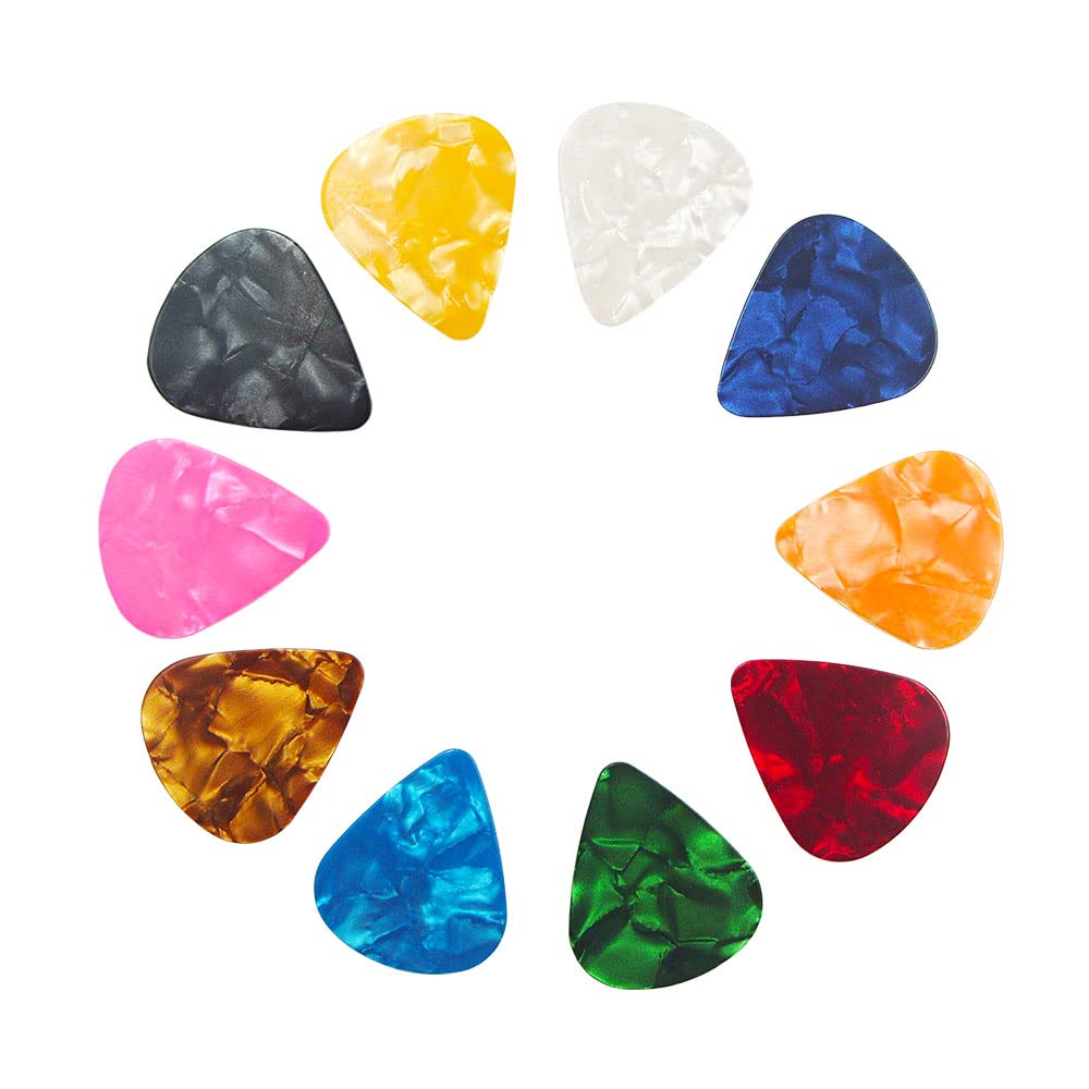 Hyshina Guitar Picks, 30 Pack Celluloid Guitar Pick Plectrums Sampler For Acoustic, Electric Or Bass Guitars, Random Colors (Hea