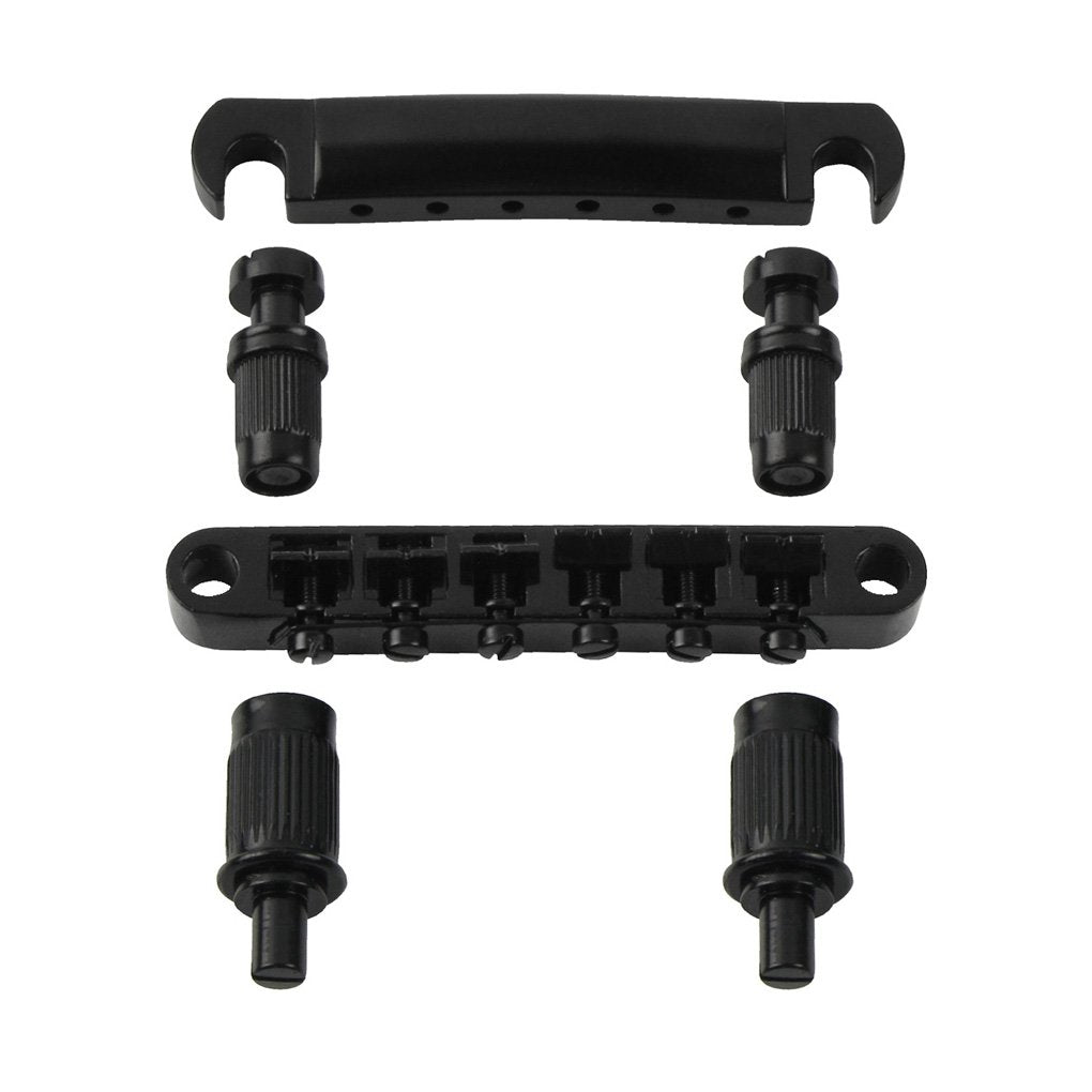 FLEOR Electric Guitar Bridge & Tailpiece with Studs Set Fit LP Style Guitar Part, Black