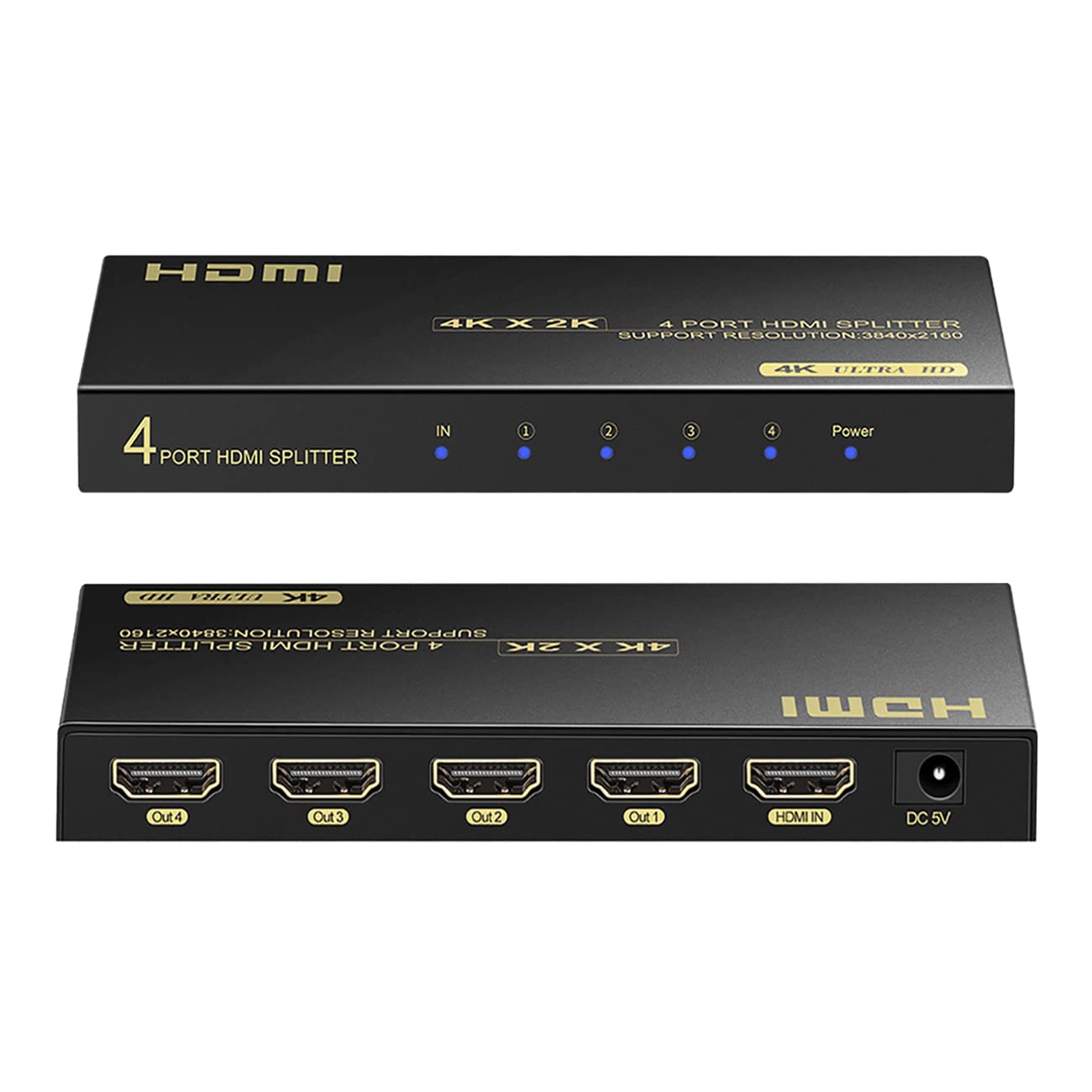4K Hdmi Splitter 1 In 4 Out, Hdmi Splitter 1 Input 4 Output Support 4K 60Hz Full Hd 1080P And 3D, Compatible With Xbox Ps3/4 Rok
