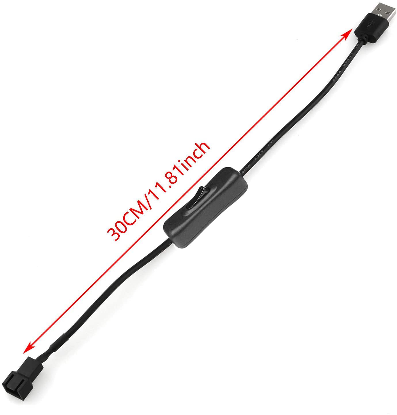 Gebildet 2 Pack Usb To 3 Pin / 4 Pin Pwm 5V Usb Sleeved Fan Power Adapter Cable With Switch, Usb To 3 Pin / 4 Pin Case Fan Adapt