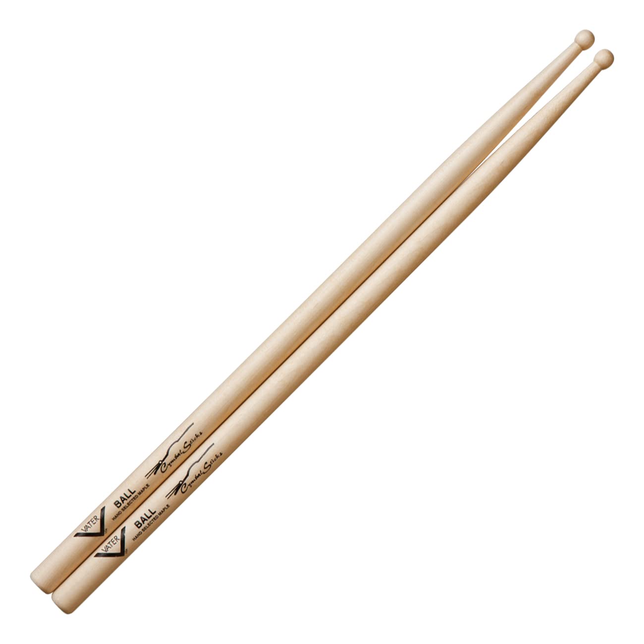Vater Cymbal Stick Ball Wood Tip Sugar Maple Drum Sticks, Pair