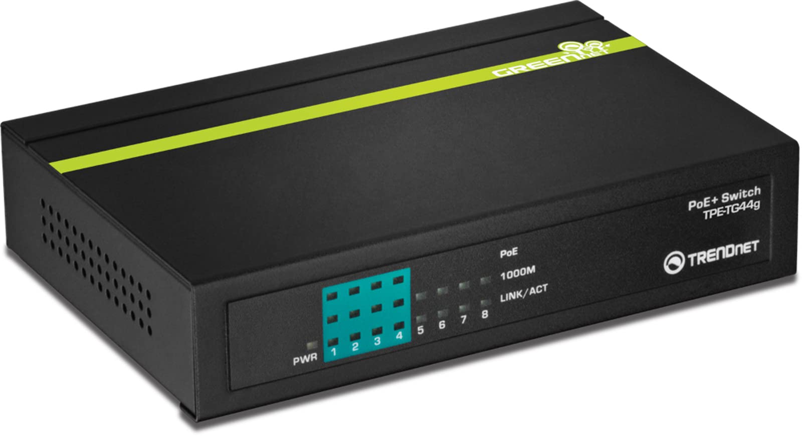 Trendnet 8 Port Gigabit Greennet Poe+ Switch,Tpe Tg44G, 4 X Gigabit Poe/Poe+ Up To 30 Watts/Port, 4 X Gigabit, 61W Power Budget,