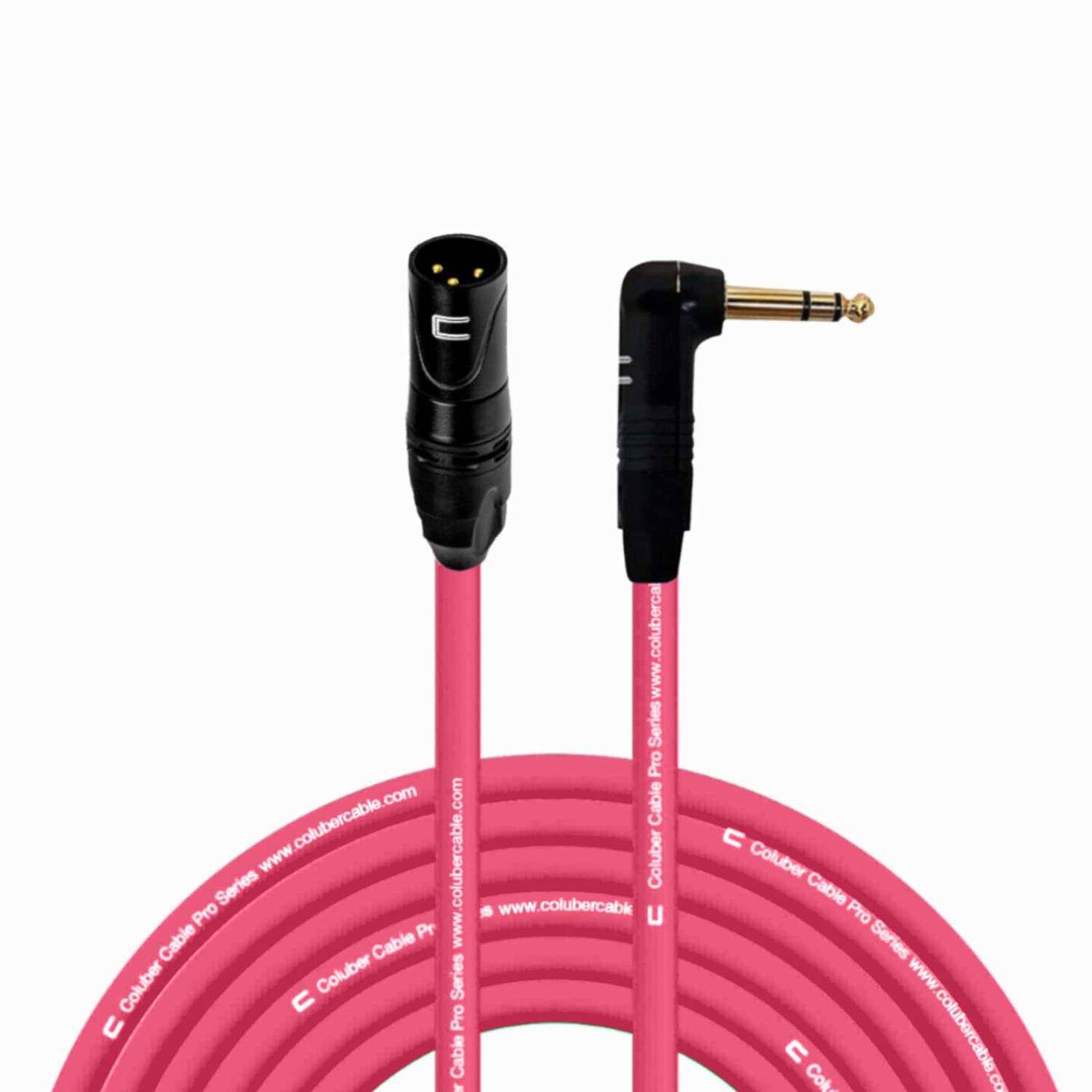 Balanced Xlr Cable Male To Right Angle 1/4'' Trs   35 Feet Pink   Pro 3 Pin Microphone Connector For Powered Speakers, Audio Int