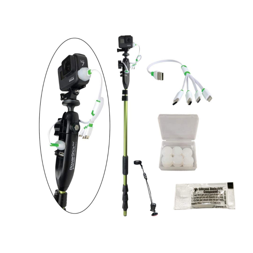 Yolotek Powerstick 53'' Superbundle Gopro Boat Mount & Constant Power Veteran Owned. Go Pro Camera Bass Boat Accessories. Gopro