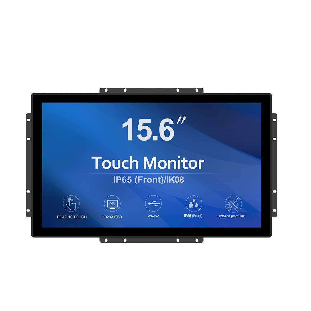Greentouch 15.6 Inch 10 Points Open Frame Touch Display, Industrial Pcap Touchscreen Monitor, Vga+Hdmi+Dvi Port   16:9