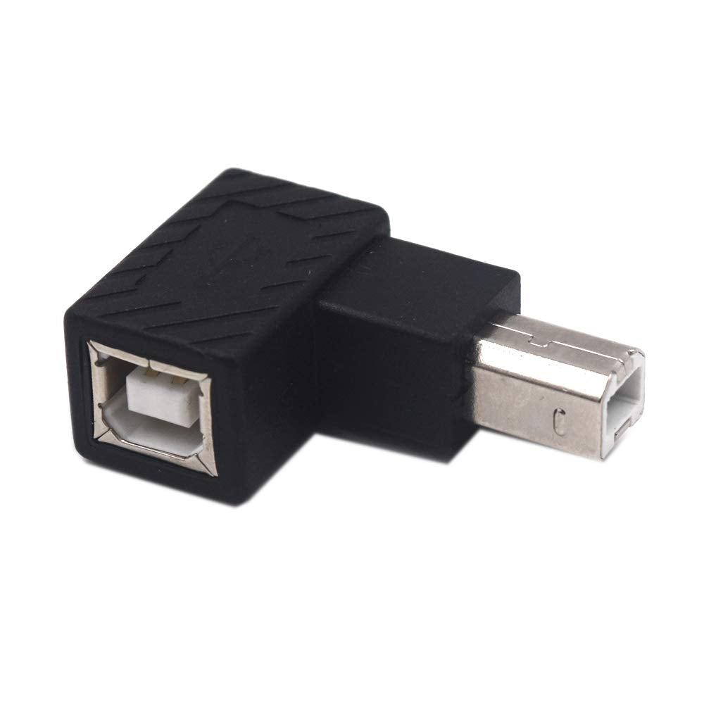 Kework 2 Pack Usb Type B 2.0 Extender, 90 Degree Left Angle Usb B Male To Female Printing And Data Transferring Extension Adapter Connector For Printer Scanner Hdd (Usb B & Left)