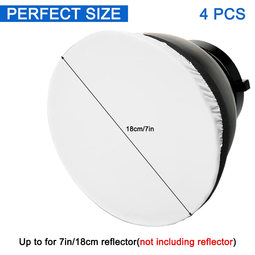 4 Pieces Light Diffuser Sock Findtop Lamp Socks Cover Cloth Soft White Diffuser Lamp Cover For Ring Light Flash Light (7 Inch/18