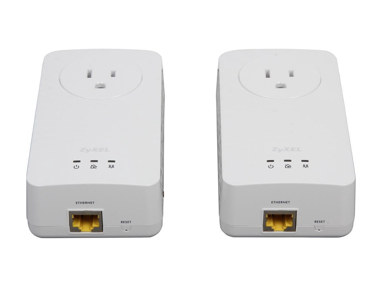 Zyxel 600 Mbps Mini Powerline Av2 Gigabit Adapter With Ac Pass Through, Starter Kit   2 Units (Pla5215Kit)