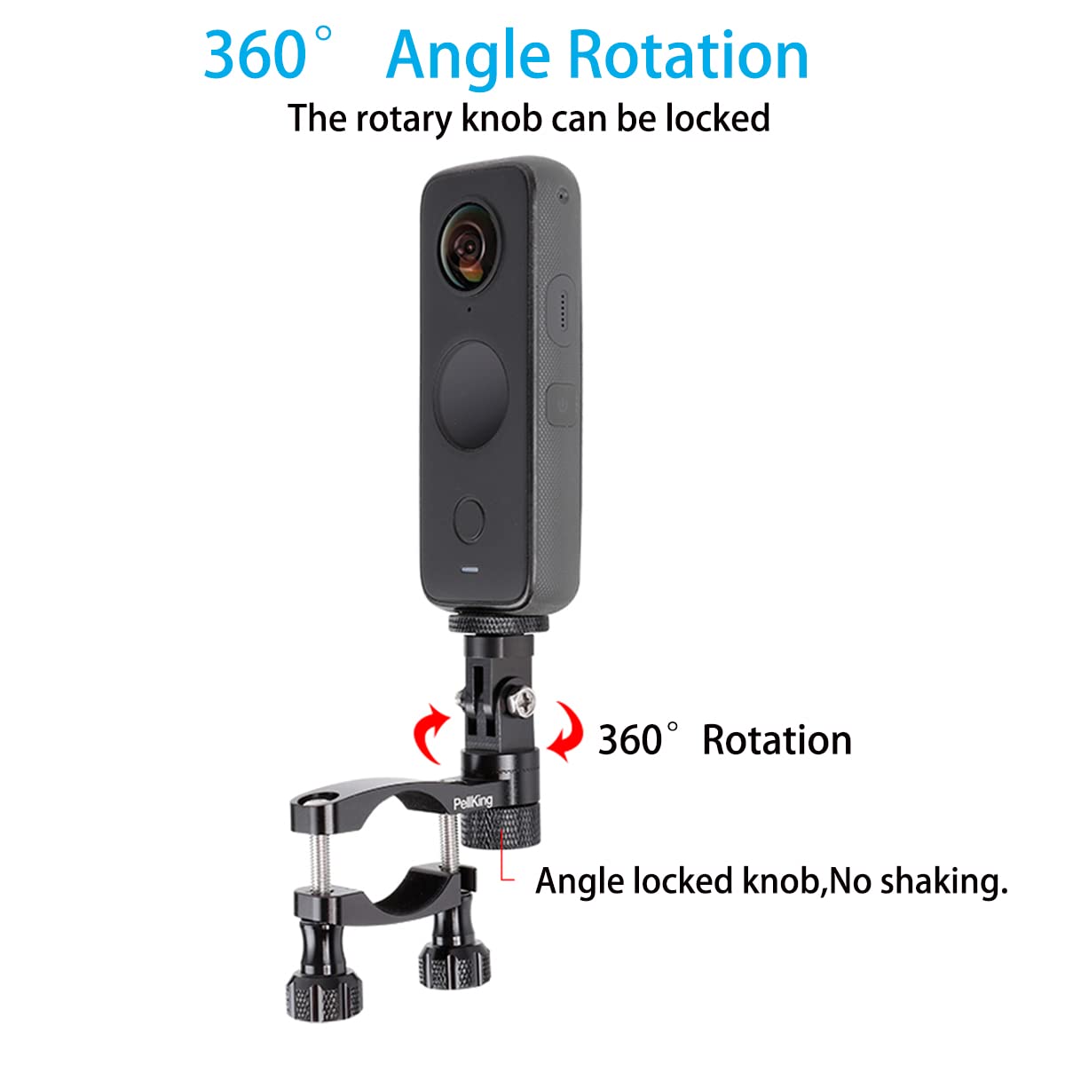 Pellking Bike Handlebars Mount For Insta360 One X4/X3/X2,All Metal Made Bicycle Mount With 360 Rotation Function,Fast Installing Camera Holder Compatible With Insta360 One X/X2