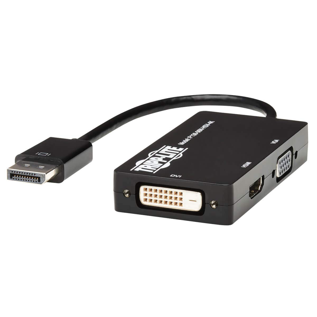 Tripp Lite DisplayPort to VGA/DVI/HDMI AllinOne Cable Adapter, DP 1.2, DP to VGA/DVI/HDMI, UHD 4K x 2K @ 24/30Hz HDMI (P13606