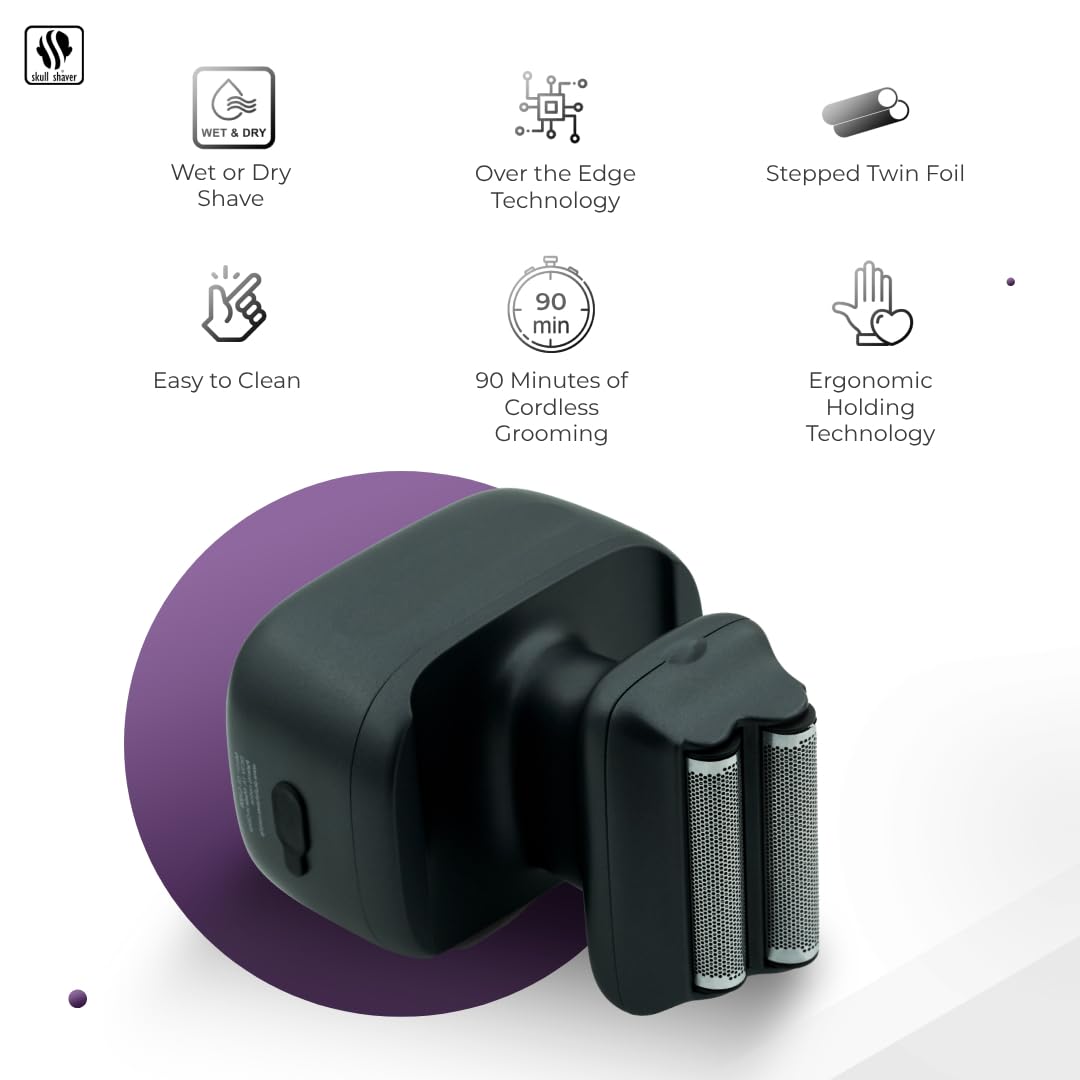 Skull Shaver One Lion Gold Pro Face Shaver For Men   Electric Shaver With Stepped Twin Foil, Ideal Holiday Gift For Men