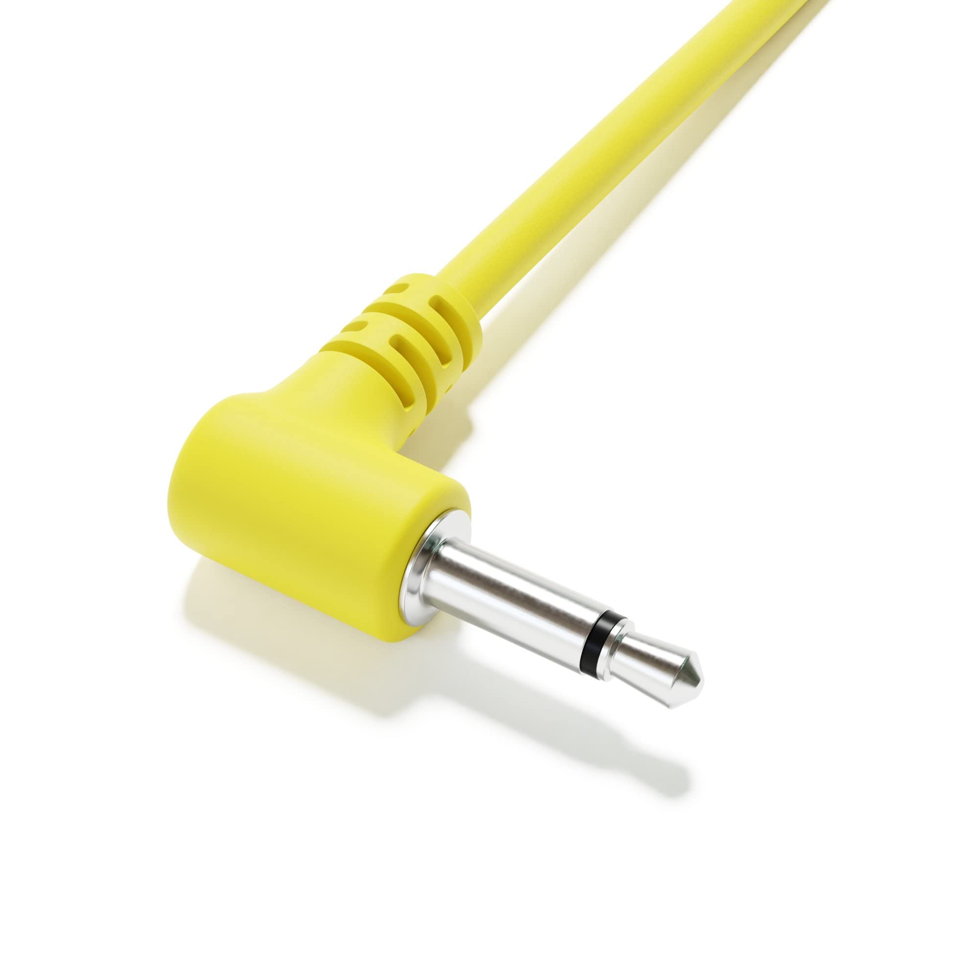 Excelvalley - 5-Pack - Right Angle Mono Modular Patch Cables - 3.5Mm 1/8 Eurorack Synthesizer [Yellow | 150 Cm - 59.06]