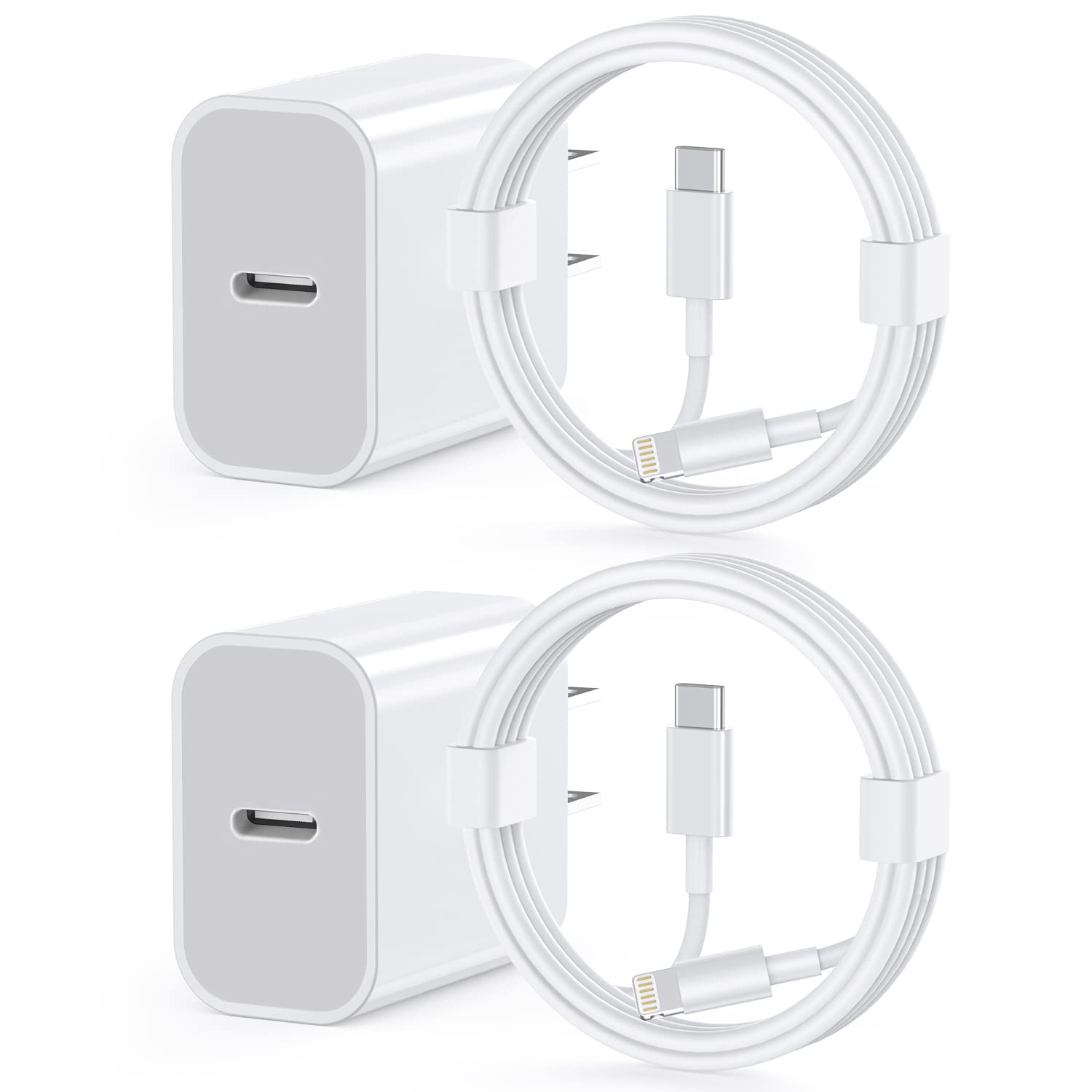 Iphone 13 12 11 Fast Charger [Apple Mfi Certified] 2Pack 20W Pd Usb C Wall Charger Type C Power Adapter Lightning Cable Cord Com