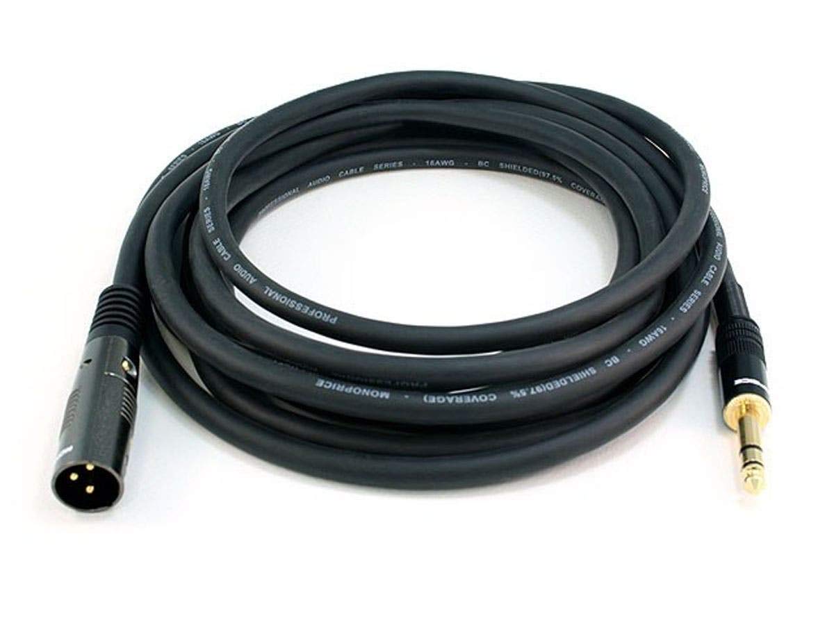 Monoprice Xlr Male To 1/4 Inch Trs Male Cable   15 Feet   Black, 16Awg, Gold Plated   Premier Series