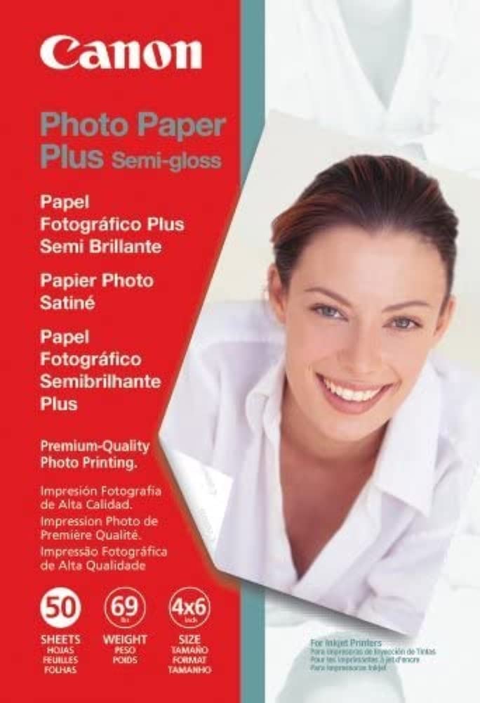 Canon Photo Paper Plus Semi Gloss, 4 x 6 Inches, 50 Sheets (1686B014)